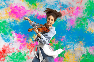 Obraz na płótnie Canvas Woman playing violin