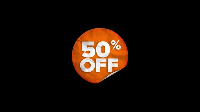 Discount sticker 50 percent off orange and white