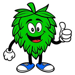 Hop Mascot with Thumbs Up - A vector cartoon illustration of a Oktoberfest Hop mascot holding a Thumbs Up.