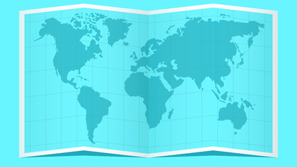 World map, paper map with shadow. Vector illustration