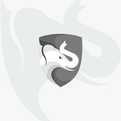 animal logos with a combination of shields, a modern logo