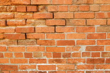 Old red brick wall background texture