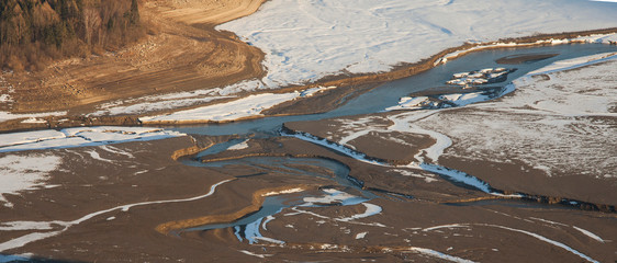 Bistrita river in Romania, dry lake bed