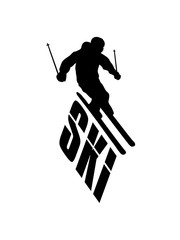 text logo bergab cool ski fahren runter berg winter sport spaß berge urlaub ferien skiurlaub clipart silhouette design kalt langlauf schnee piste