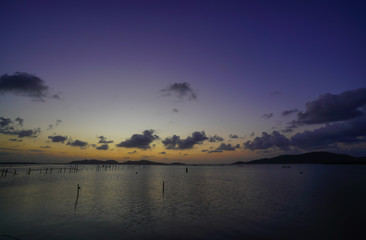 Beautyful sky on twilight time and storm over the sea