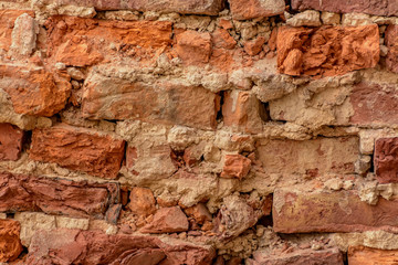 Brick texture. Old brick wall of the renovated house.