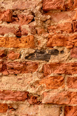 Brick texture. Old brick wall of the renovated house.