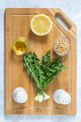 Ingredients for spring dandelion vitamin salad