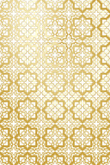 Abstract Golden Geometric Pattern with Intersecting Polygons. Wicker Structural Texture in Arabic Style. Arabesque. Optical Psychedelic Illusion. Raster Illustration