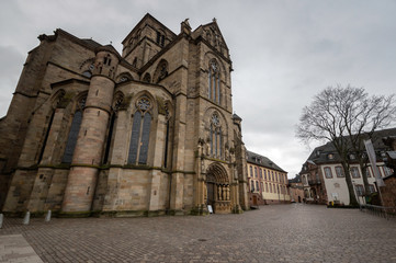 Trier / Germany - February 9 / 2019 : front view of church of our Lady aka Liebfrauen kirche, at a...