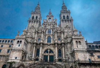 Fototapeta na wymiar Cathedral of Santiago de Compostela, capital of Galicia, Spain. the main destination of the Way of St. James. Its Old Town is a UNESCO World Heritage Site.