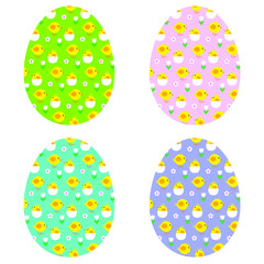 Easter eggs with baby chick pattern 