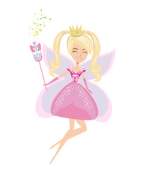 Beautiful fairy with magic wand - isolated illustration