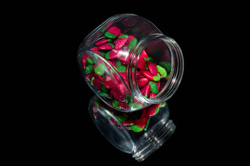 gummy of strawberries in a jar