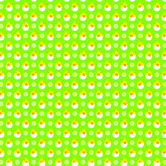hatching egg baby chick pattern on green background
