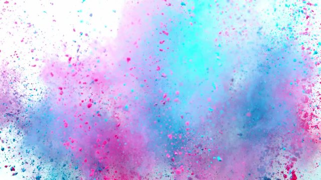 Colorful powder exploding on white background in super slow motion, shot with Phantom Flex 4K