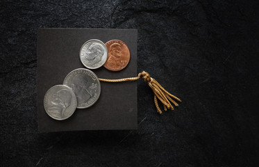 Graduation cap with money -- education cost