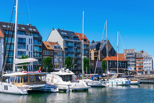 Yachts at the pier in the European resort