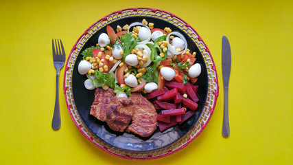 Salad with pork tenderloin - Health Food