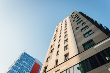 modern office building in sunset time, building facade 