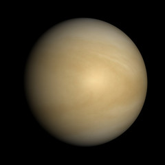 Venus isolated on black. This image shows the cloud layer, not the solid terrain below. Elements of...