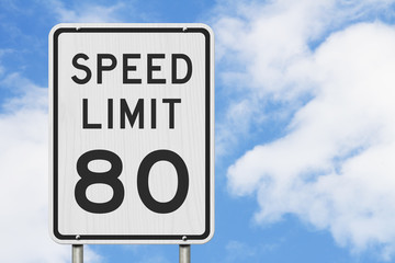 US 80 mph Speed Limit sign