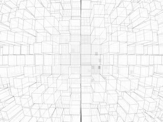 3D illustration - outline cubes background