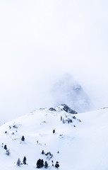 Panoramic view to mountain Gro&szlig;er B&ouml;senstein on a cloudy winterday