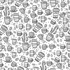 Seamless pattern with coffee. Vector illustration.