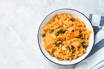 Cabbage stew with rice and vegetables. 