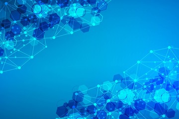 Modern futuristic background of the scientific hexagonal pattern. Virtual abstract background with particle, molecule structure for medical, technology, chemistry, science. Social network vector