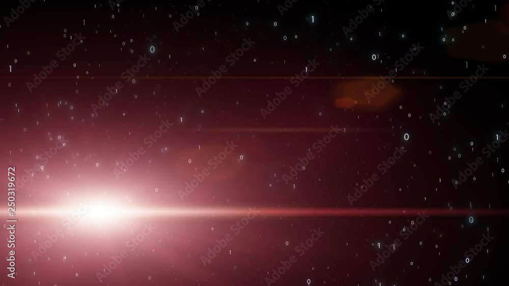 Poster futuristic universe with computer data and bright starlight with flare.