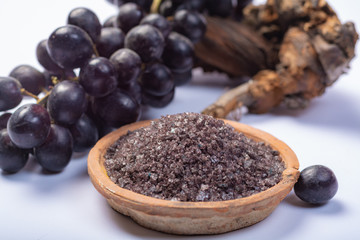 Spa treatment and skin care with Malvasia vulcanic grape aromatic sea salt