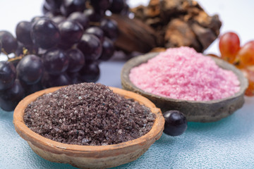 Spa treatment and skin care with Malvasia vulcanic grape aromatic sea salt