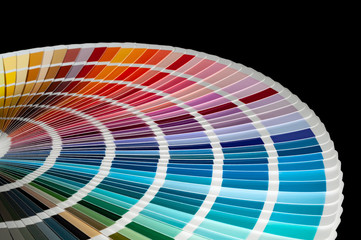 The catalog of paints with a various color palette. On a black background
