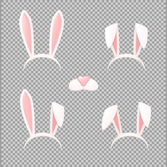 Bunny ears mask set cartoon vector illustration
