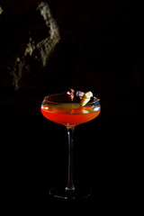 cocktail at bar. alcohol drinks. preparing cocktail at bar.