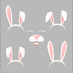 Vector Bunny ears mask set cartoon illustration isolated