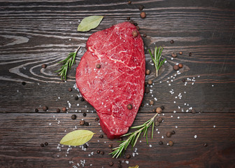 Fresh raw meat with spice