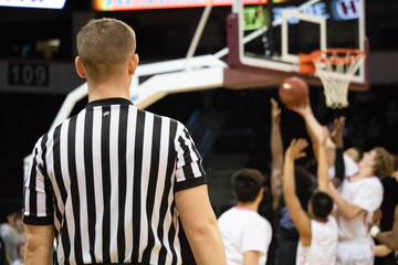 Basketball Sports Referee In Uniform Spotting A Game For A Championship Tournament