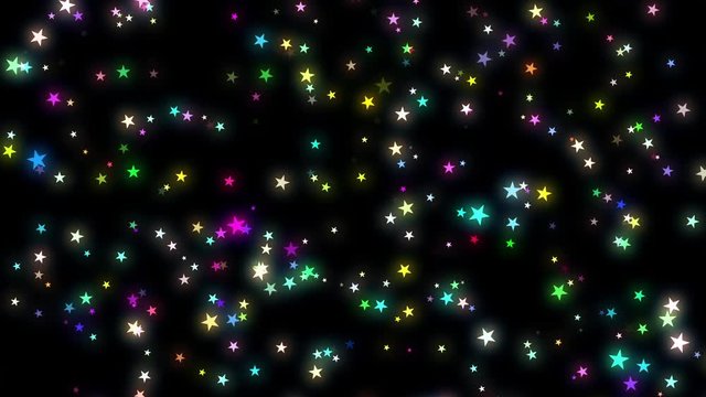 Five Pointed Spinning Colorful Stars Abstract Motion Background Loop 1