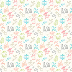 Happy New Year and Merry Christmas seamless pattern