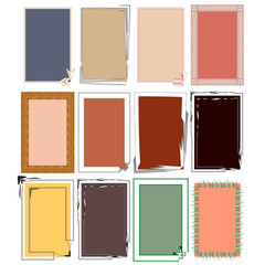 Fototapeta premium Collection of artistic frames, retro vintage set of decorative borders with ornaments isolated on white background
