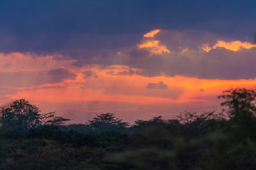 Fototapeta na wymiar Beautiful sunset in Masai Mara