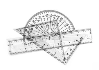 Set transparent rulers isolated on white background