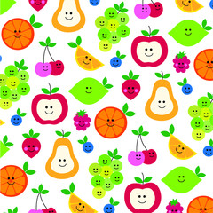cute fruit with faces pattern