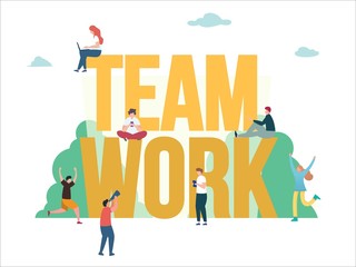 teamwork vector design concept illustration, people work together and reach the succes , landing page, template, ui, web, mobile app, poster, banner, flyer