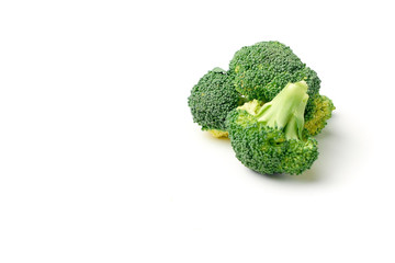 Raw broccoli isolated white background