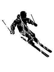 risse kratzer stempel ski fahren runter berg winter sport spaß bergab berge urlaub ferien skiurlaub clipart silhouette design cool kalt langlauf schnee piste