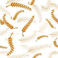 Simple Vector Seamless brown laurel or leaf at branch for background, wrapping paper, wallpaper etc